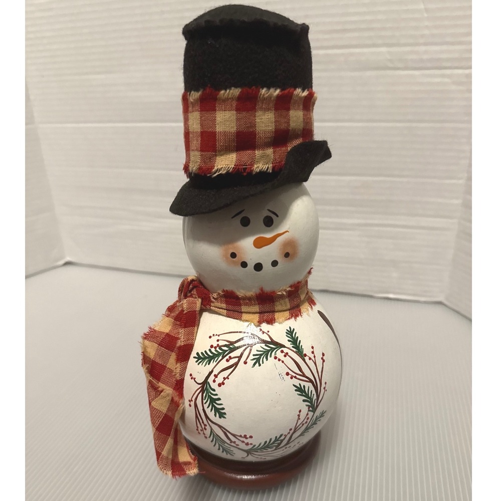 Handpainted Snowman Gourd Decoration Primitive Folk Art Christmas Decor